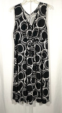 Russell Kemp NY Womens Circle Print Knit Pullover Dress Size 18/20 Black