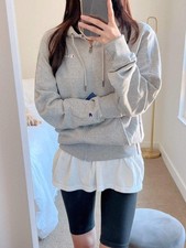 Champion Men's Powerblend Fleece Full Zip Hoodie Script Logo Oxford Gray GF91H Y