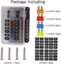 WUPP Boat Marine Fuse Block Panel with LED Warning Indicator Damp-Proof Cover