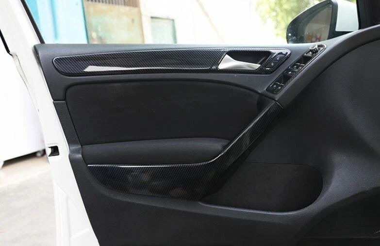 Tira de reposabrazos interior de puerta de coche para Volkswagen Golf MK6 2010-2013 fibra de carbono Foto 2 de 4