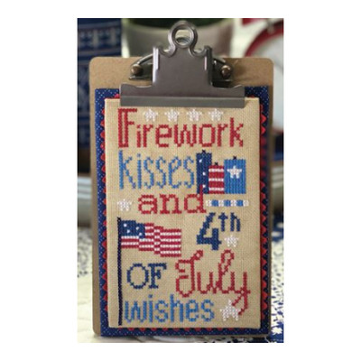 Firework Kisses Patriotic 4th of July Cross Stitch Chart Primrose Cottage