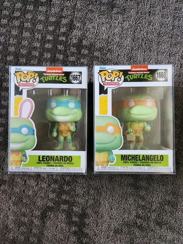 Funko Pop TMNT Easter Leonardo 1667 & Michelangelo 1668 Set With Protectors