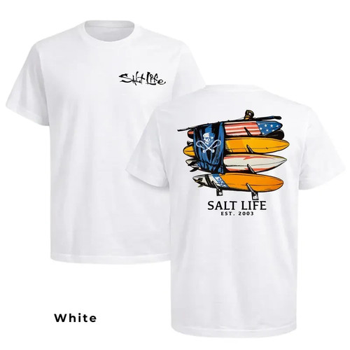Men's Salt Life Short-Sleeve Round Neck T-Shirt - 2-Sided Print, American Flag
