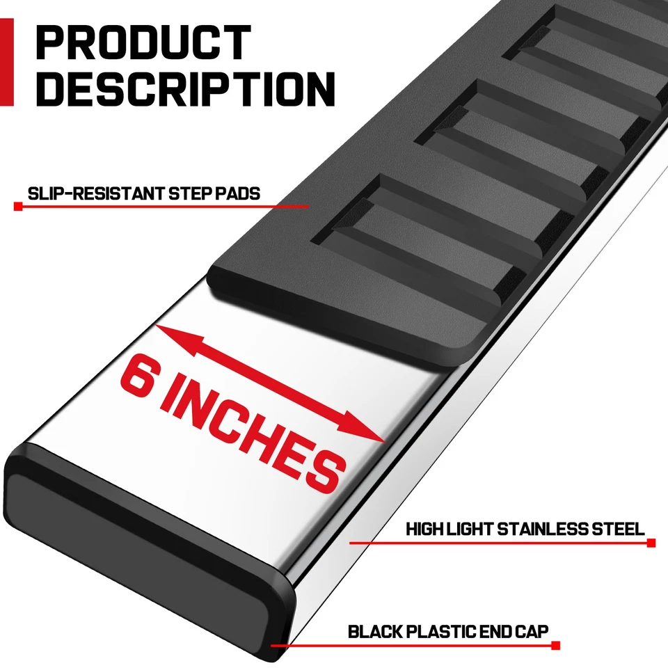6" RUNNING BOARDS For 07-18 Silverado Sierra 1500 2500HD Crew Cab SS H Side Step — 第 3/4 张图片