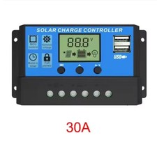 30A PWM Solar Panel Regulator Battery Charge Controller LCD Dual USB 12V/24V UK