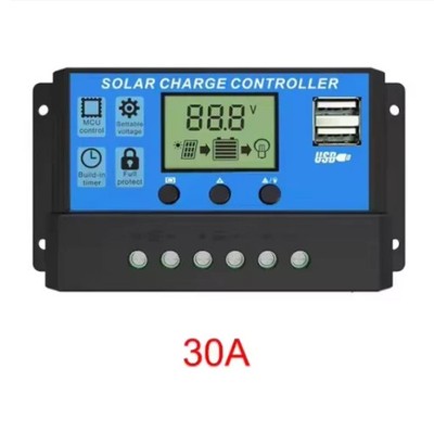 30A PWM Solarpanel Regler Batterie Laderegler LCD Dual USB 12V/24V UK