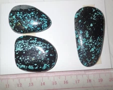 Turquoise Stone Flat Free Form Cabochon 162.5 Carat 3 pieces 32.5 gram