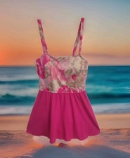 Vtg Swimsuit 18/40 Cup B Perfection Fit By Roxanne Pink Skirted Rarefind GvcUSA