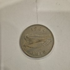 1964 Ireland 1 Scilling Coin Irish Harp Eire Coin