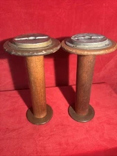 2 Vintage Textile Wood Spool Lestershire Beautiful Size 5” x 10” (P)