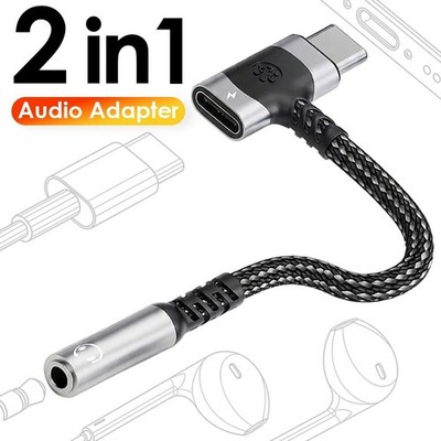 USB-C Type C Adapter Port to 3.5MM Aux Audio Jack Earphone Headphone Cable USB