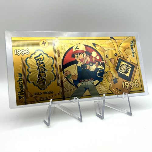 Pikachu - 24k Gold Foil Banknote - PREMIUM Pokemon Collectible Bill +SLEEVE!