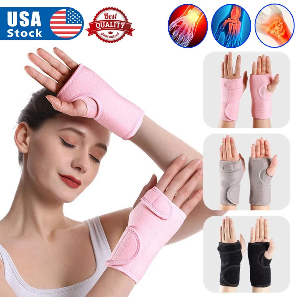 2x Braçadeira de Pulso Túnel do Carpo Pulso Tala Suporte Noturno Alívio da Dor Mulheres Homens EUA - Imagem 2 de 4