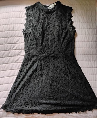 Francescas Black Lace Dress NWT L Sleeveless Mock Neck Fit Flare Party