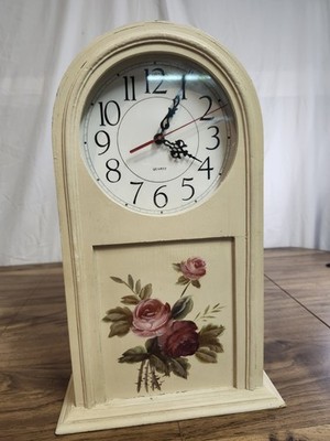 Vintage Artistic Moments Hand Painted Clock Floral Shabby Chic Coquette 