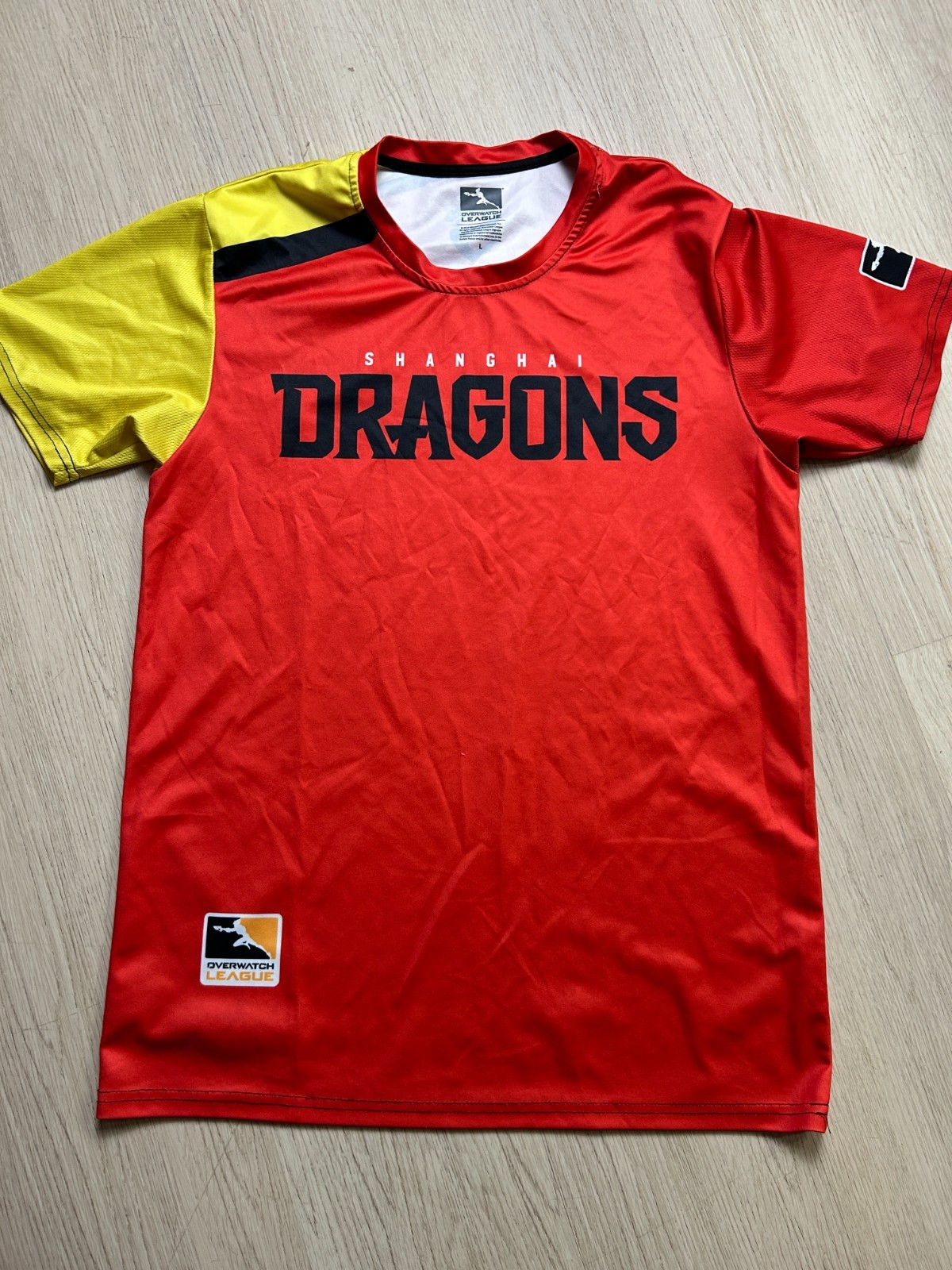 Shanghai Dragons Jersey Overwatch League Mens Large L Red Yellow Blizzard Esport
