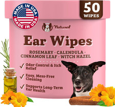 Ear Wipes for Dogs Gentle Ear Cleaning Wipes for Wax, Odor Itchy Ears 50 Cou