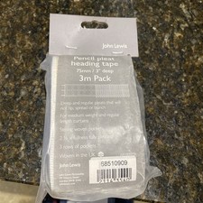 3m JOHN LEWIS 3 INCH (75mm) CURTAIN HEADER TAPE Pencil PLEAT -UK MADE