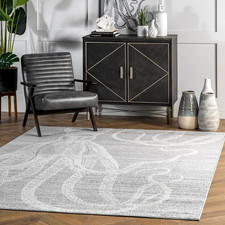 Octopus Print Area Rug, Soft  Durable, 5' x 8', Grey/Ivory