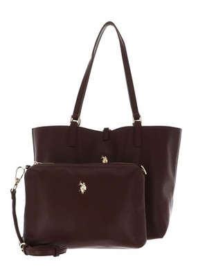 U.S. POLO ASSN. Rogersville Reversible Shopping Bag M Shopper Cappuccino + Plaid