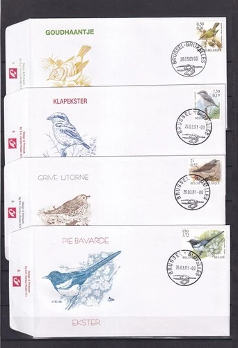 [LG78426] Belgium N°2985/2988FDC Buzin Birds First Day Cover COB € 25,00 SUPERB