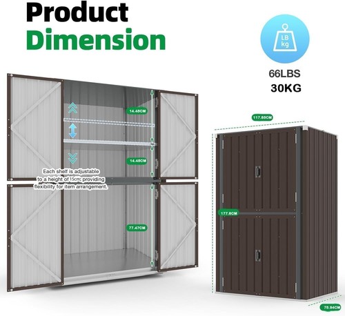 Gartenschrank mit verstellbaren Einlegeböden | Wetterfester Außenschrank - Bild 20 von 36
