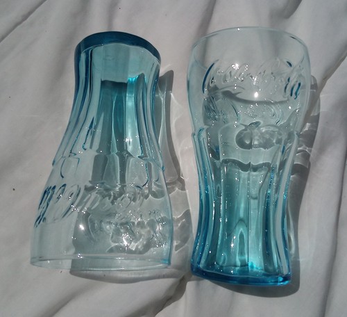 4 COCA-COLA VINTAGE LIGHT BLUE TURQUOISE - 6 INCH 1970'S TUMBLER CUPS GLASSES - Picture 4 of 6