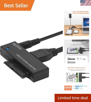 USB 3.0 to SATA Adapter for 2.5/3.5'' SSD/HDD, Includes Power Cable