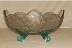 Vintage Carnival Indiana Glass Light Blue Oval Footed Tulip Edge Salad Bowl 10”