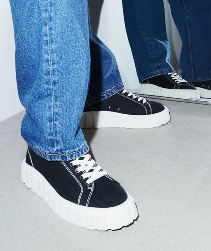 black platform canvas shoes