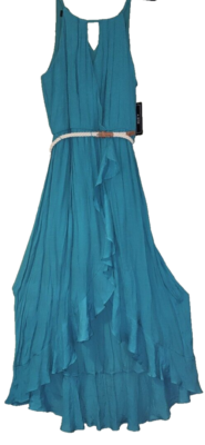 A. Byer Jade/Teal Green Summer Dress w/Braid Belt, Spaghetti Straps - New  w/Tags | eBay