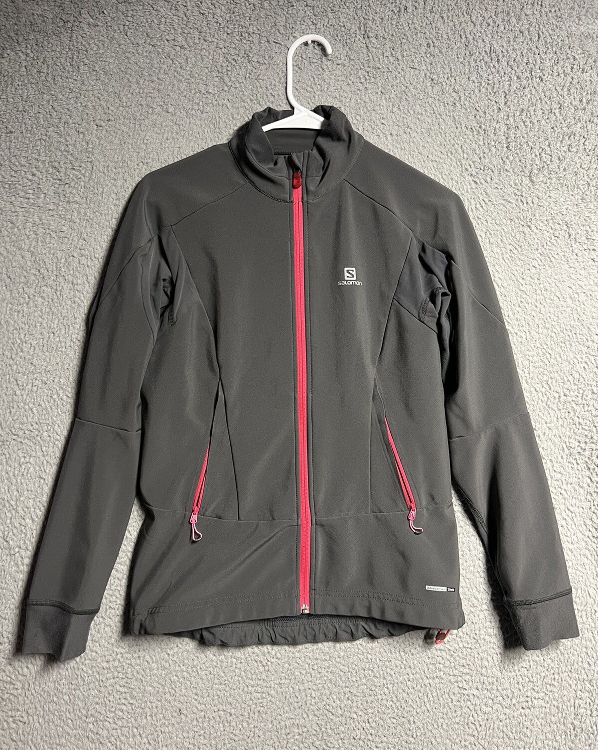 Salomon Momentum Giacca Donna Small Grigio Cerniera Intera Morbida Guscio Pile Foderato Sci