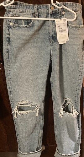 Wide Leg Mid Rise Jeans Blue 