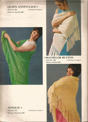 Spinnerin Stoles Shawls Crochet Knitting Patterns Vintage J31