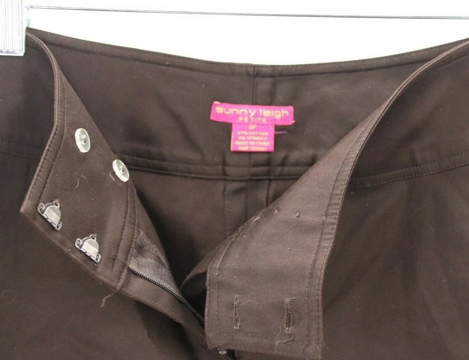 Pantalones Sunny Leigh para mujer 6P marrón frente plano recortados elásticos nuevos con etiquetas Foto 4 de 4