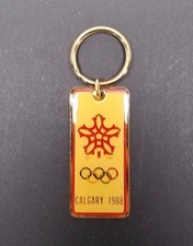1988 Calgary Winter Olympics Keychain Red Sno...