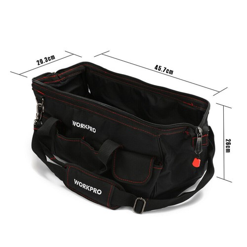 WORKPRO 18'' Tool Bag Zipper Wide Mouth Open Top Tool Organizer Case Black/Blue - Picture 21 of 23