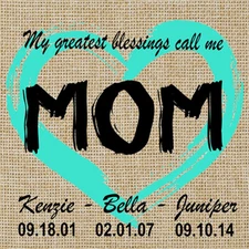 Your name Custom Personalized Mothers Day BURLAP Wall 12x12 Metal Sign SS186