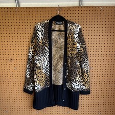Vintage 80s Angel Design By Sabri Orel Cardigan Sweater Animal Print Size Medium
