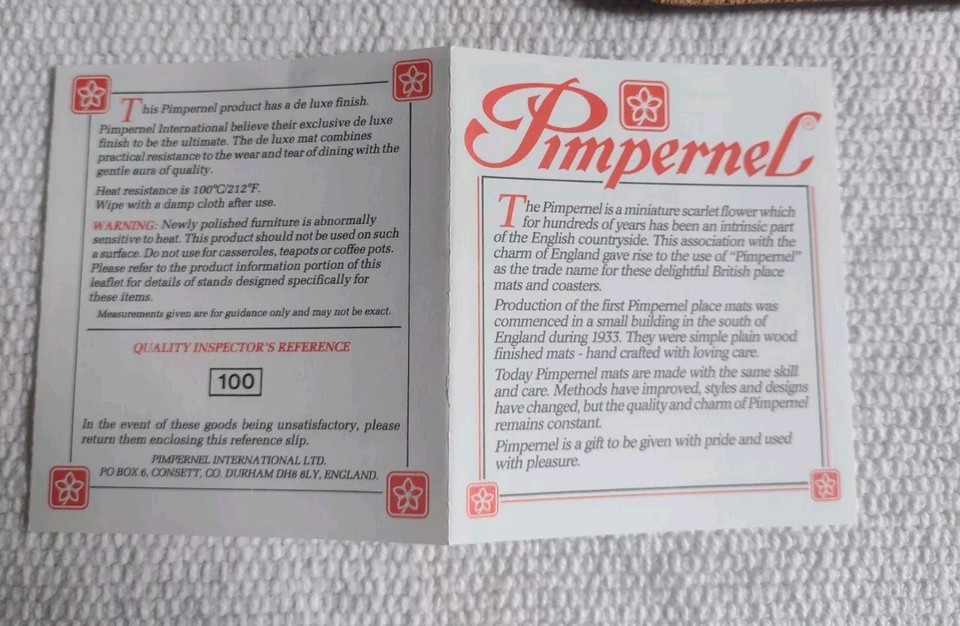 Vtg Pimpernel Cat Coasters (6) Cork Backed Country Cottage England NEW