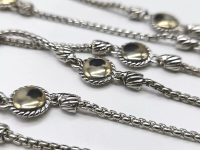 Thick 36'' Chain Necklace with  Two-Tone Raised Discs - Heavy and Very Well-Made