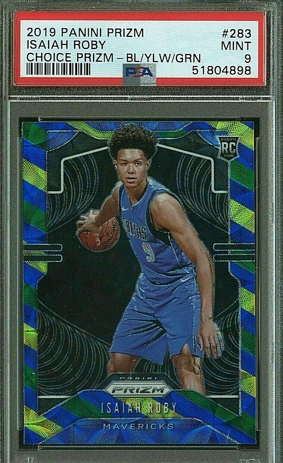 2019-20 Panini Choice Blue Yellow Green Prizm #283 Isiah Roby RC Rookie PSA 9