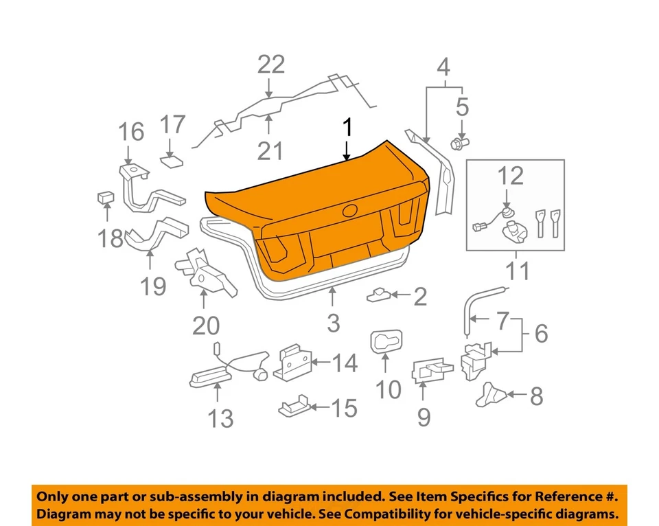 Used Deck Lid fits: 2009 Lexus LS460 w/rear view camera Grade A Foto 3 de 4