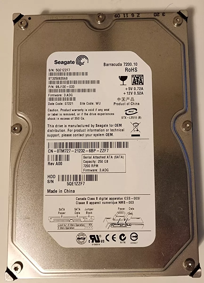 Seagate Barracuda 250GB Internal Hard Drive SATA 7200 3.5