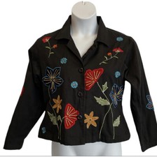 New Directions Black Floral Blazer. Size Medium