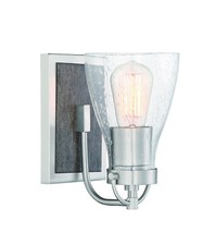 Minka Lavery Garrison 1 Light Bathroom Vanity, Brushed Nickel / Shale Wood