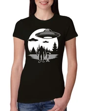 Silhoutte UFO Aliens Sasquatch Women Slim Fit Junior Tee