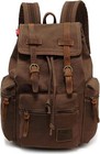 HuaChen Vintage Canvas Backpack,17" Laptop Backpacks Large, Coffee_large 