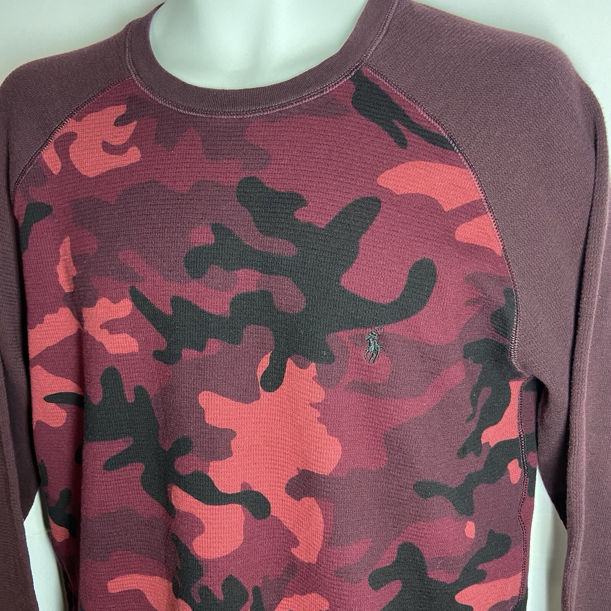 トップス Ralph Lauren camouflage thermal long T Polo Ralph Lauren Camo Thermal Shirt Red Maroon Waffle Long Sleeve