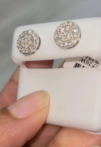 DEAL!0.60CT NATURAL ROUND DIAMOND CLUSTER STUDS IN 10K WHITE GOLD 8.80MM - Video 1 of 1